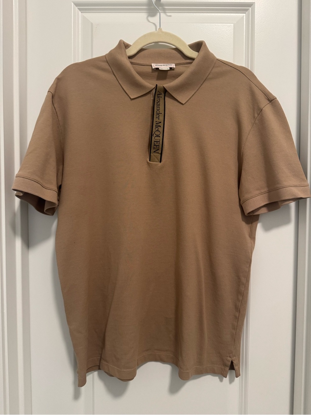 Alexander McQueen Men's Polo Shirt in Beige Brown